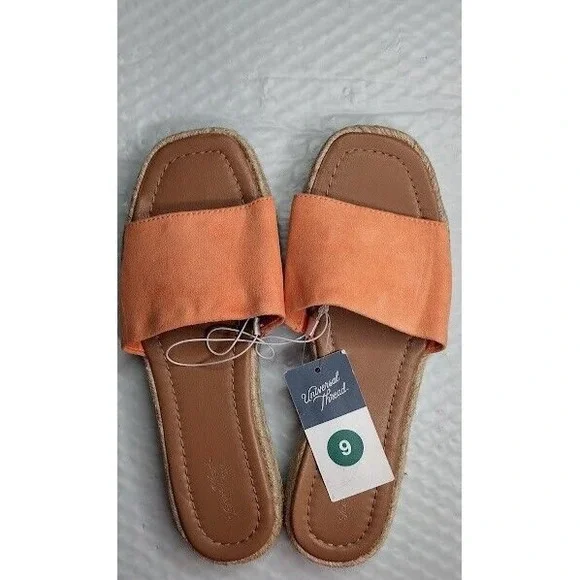 Universal Thread Women‎ Orange Suede Espadrille Slide Sandals Size 9 - Picture 2 of 6